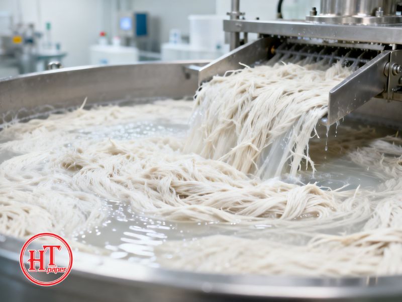 quy trình nấu và nghiền bột giấy để sản xuất 